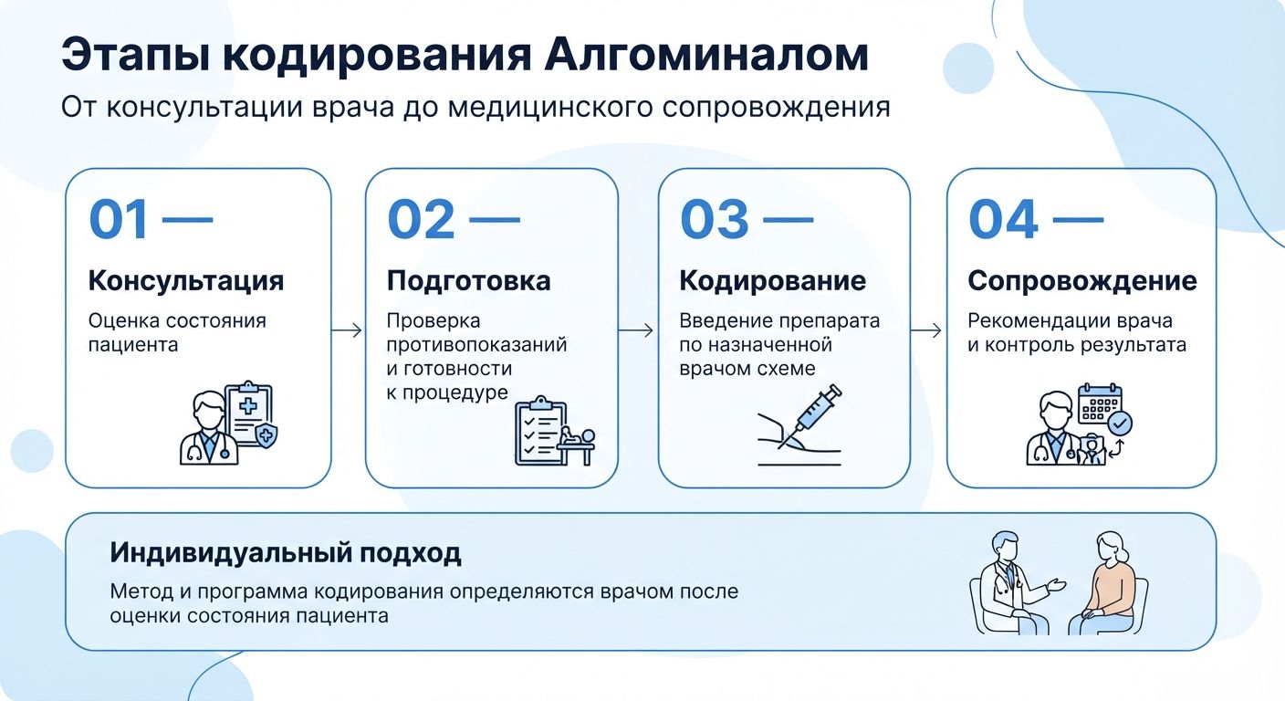 Кодирование препаратом «Алгоминал» в Ломоносове инфографика